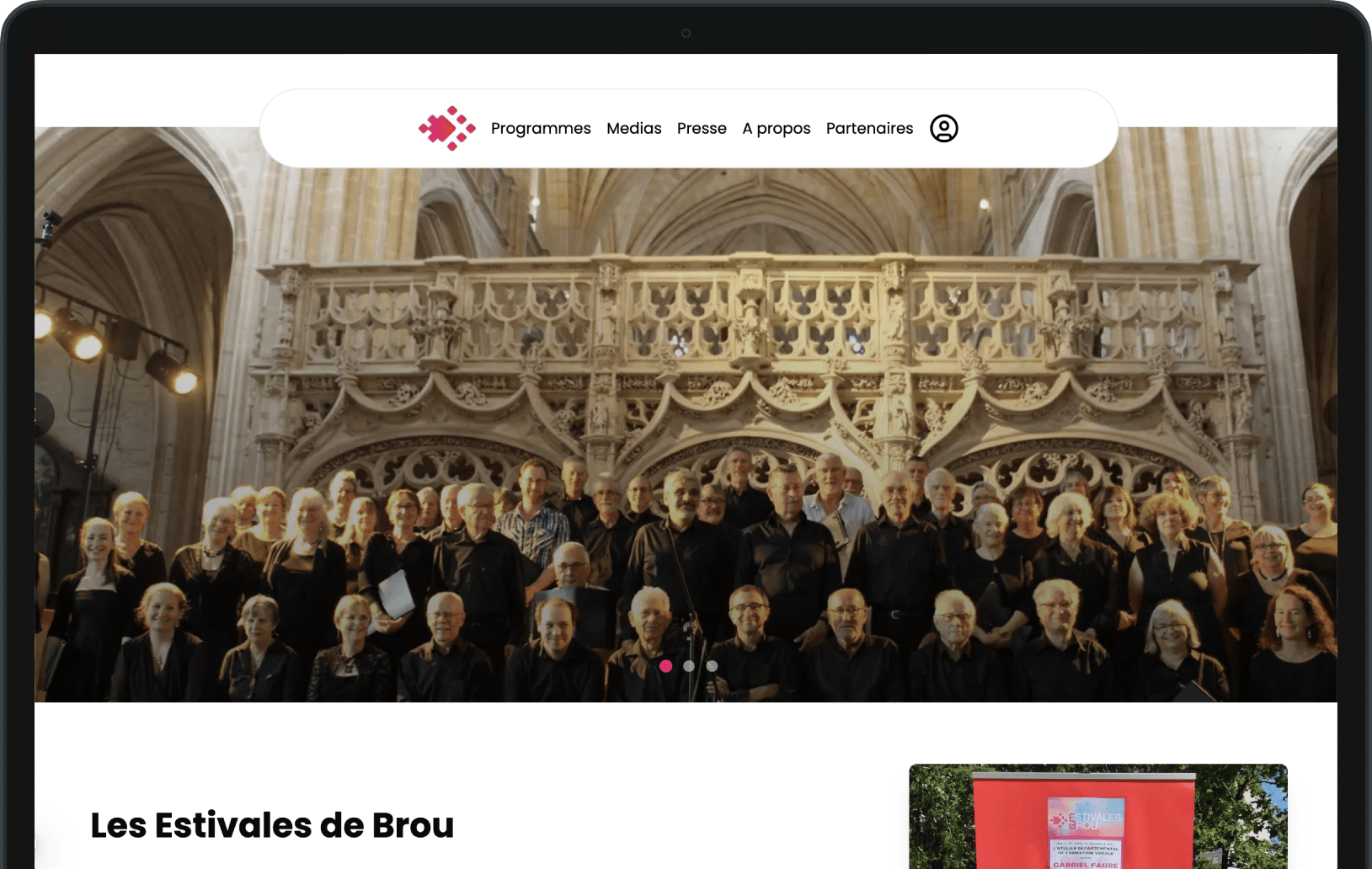 Aperçu du site des Estivales de Brou et de sa présentation du festival.